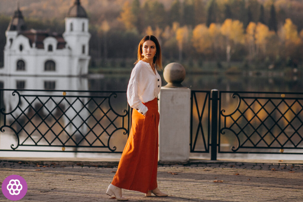 pomarańczowa spódnica stylizacje